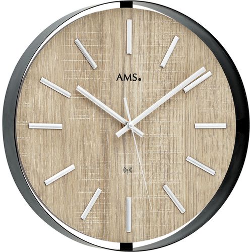 4037445160798 - Funkwanduhr AMS braun (schwarz braun) Wanduhren Ø 30cm QuarzuhrWohnzimmerEsszimmerKücheArbeitszimmerBüroFlur