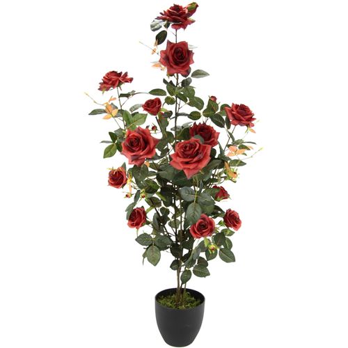 4019844778347 - Kunstbaum IGEA Rosenbusch im Topf rot B45cm H115cm L45cm Obermaterial 95% Polyester 5% Kunststoff Kunstpflanzen Kunstrosen Kunstpflanzen Rosenstrauch Deko Hochzeit
