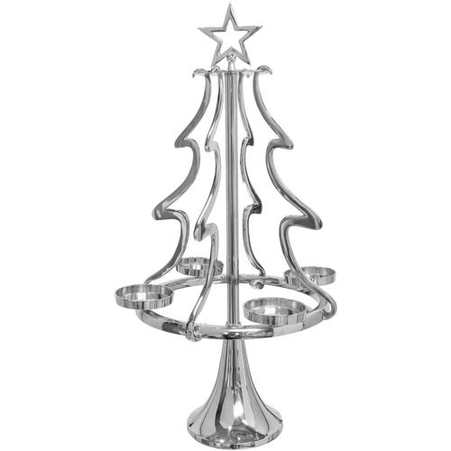 4064118967262 - Adventsleuchter MY HOME Tannenbaum Weihnachtsdeko silber (silberfarben) Kerzenhalter H 8600cm Aluminium Kerzenständer aus Aluminium Höhe 86 cm H8600cm