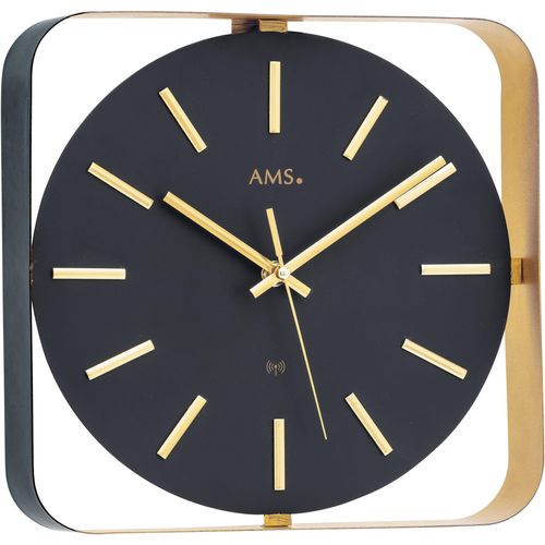 4037445160774 - Funkwanduhr AMS gold (schwarz goldfarben) Wanduhren B H L 28cm x 5cm x 28cm QuarzuhrWohnzimmerEsszimmerKücheArbeitszimmerBüroFlur 4037445160774 - Funkwanduhr AMS gold (schwarz goldfarben) Wanduhren B H L 28cm x 5cm x 28cm QuarzuhrWohnzimmerEsszimmerKücheArbeitszimmerBüroFlur