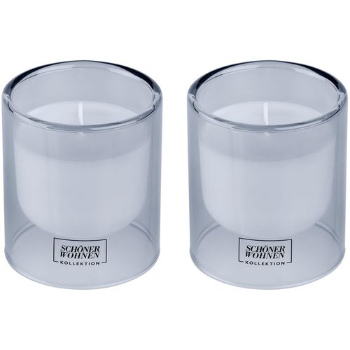 4008838477359 - Duftkerze »Soft Cotton S« blau B75cm H85cm T75cm Glas Wachs SCHÖNER WOHNEN-KOLLEKTION Kerzen im Glas wohlig frischer Duft Brenndauer 20 - 25 Stunden