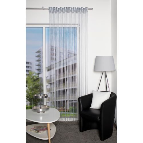 4056751514798 - Fadenvorhang HOME WOHNIDEEN SIMINO Gr 1 silber (silberfarben) B145cm H245cm Jacquard Polyester Gardinen Fadenstore Jacquard Kombiband