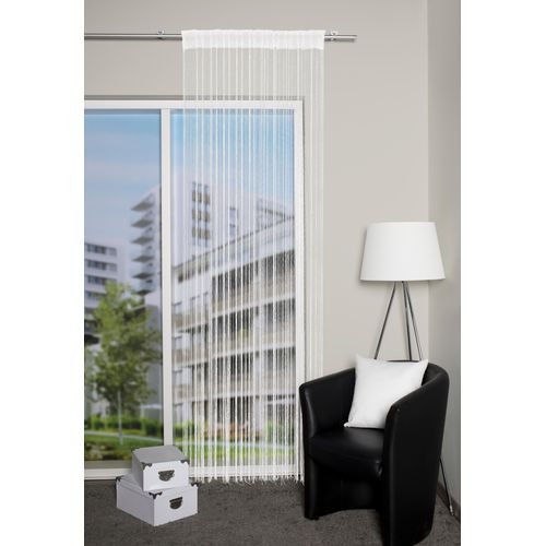 4056751514781 - Fadenvorhang HOME WOHNIDEEN SIMINO Gr 1 weiß (wollweiß) B145cm H245cm Jacquard Polyester Gardinen Fadenstore Jacquard Kombiband