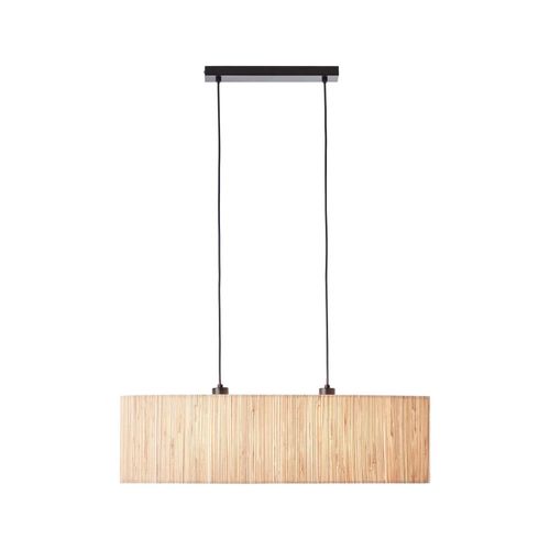 4004353393389 - Lampe Wimea Pendelleuchte 2flg schwarz natur 2x A60 E27 52W Kabel kürzbar   in der Höhe einstellbar - braun - Brilliant
