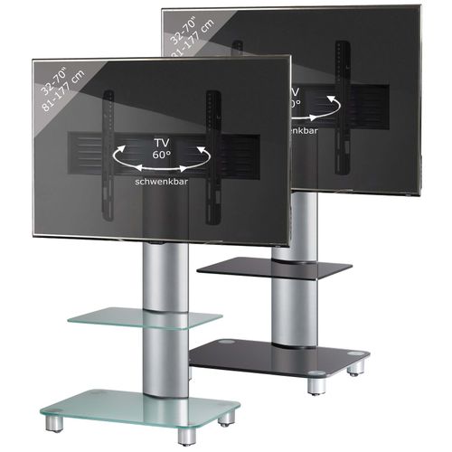 4012246171204 - TV Standfuß mit Zwischenboden 32-70 Zoll VESA max 600x400 Fernseh Ständer aus Alu TV Ständer Maße ca H 100 x B 60 x T x 44 cm Fernsehstand Tosal