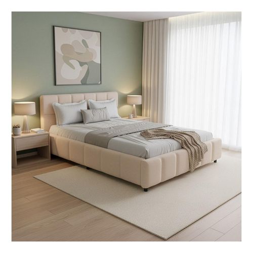 4262437186320 - Polsterbett Florenz - Bubble Design gepolstertes Kopfteil Bouclé - 140 x 200 cm - Beige 4262437186320 - Polsterbett Florenz - Bubble Design gepolstertes Kopfteil Bouclé - 140 x 200 cm - Beige