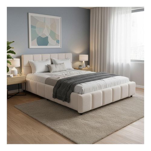 4262437186313 - Polsterbett Florenz - Bubble Design gepolstertes Kopfteil Bouclé - 140 x 200 cm - Creme 4262437186313 - Polsterbett Florenz - Bubble Design gepolstertes Kopfteil Bouclé - 140 x 200 cm - Creme