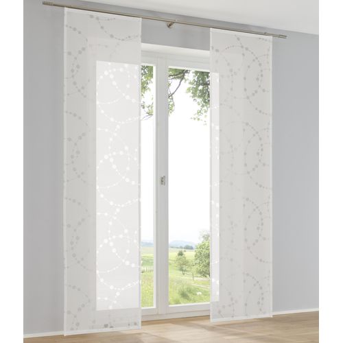 4016478984892 - Schiebegardine KUTTI Cadena Schiebevorhang weiß B60cm H225cm Ausbrenner Polyester Viskose Gardinen Ausbrenner Kreis Motiv (1 St)