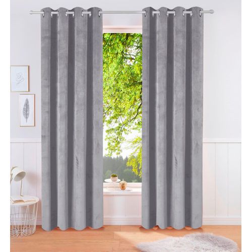 4068222005216 - Vorhang LEGER HOME BY LENA GERCKE Samt Ladina Gardinen Gr 175 cm Ösen 140 cm grau (grey) Ösen blickdichter Vorhang nachhaltige Gardine Samt Vorhang
