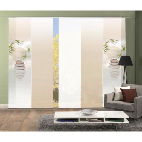 4056751137041 - Schiebegardine HOME WOHNIDEEN BUDA Gardinen beige (naturfarben) Fertiggardine Flächenvorhang Gardine Plissee Sonnenschutz-Plissee Übergardine Vorhang nach Räumen HxB 245x60 inkl Befestigungszubehör