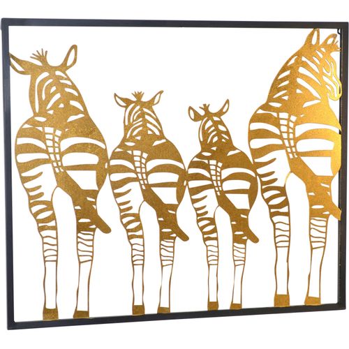 4046884067650 - Wanddekoobjekt Wanddekoration gold (goldfarben) B76cm H65cm T25cm Metall HOFMANN LIVING AND MORE Wanddekoobjekte Zebra-Familie in gold