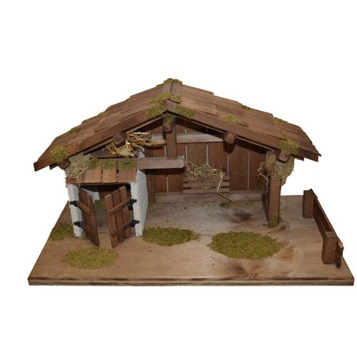 4251020711414 - Krippe ALFRED KOLBE Krippenstall braun B50cm H27cm T25cm Holzwerkstoff Weihnachtskrippen für 13 cm Figuren