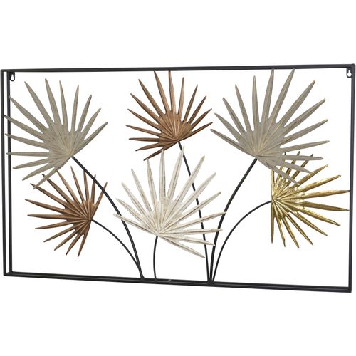 4046884067780 - Wanddekoobjekt Wanddekoration rosa (kupfer) B100cm H60cm T5cm Metall HOFMANN LIVING AND MORE Wanddekoobjekte farbige Blätte mit Metallrahmen