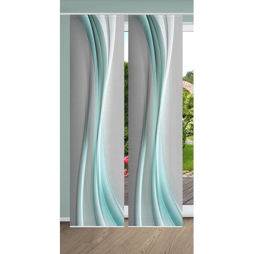 4056751444903 - Schiebegardine HOME IN GREEN ELANIA Gr 1 grün (mint) B60cm H245cm Polyester Gardinen SET DIGITALDRUCKBAMBUSOPTIK RECYCELT