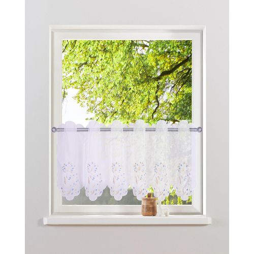 4068222499046 - Scheibengardine HOME AFFAIRE Maarle Gr 3 blau (blau weiß) B100cm H45cm Polyester Polyester Gardinen 4068222499046 - Scheibengardine HOME AFFAIRE Maarle Gr 3 blau (blau weiß) B100cm H45cm Polyester Polyester Gardinen